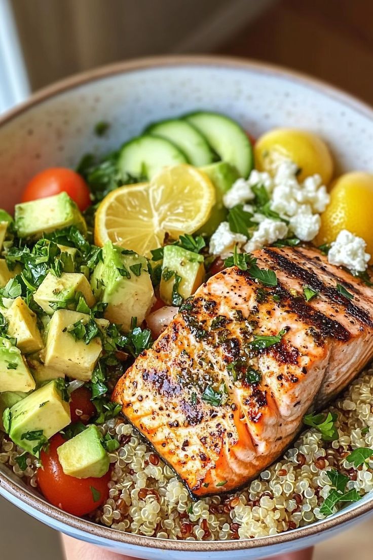 May Recipe: Grilled Citrus Salmon Bowl with Spring Vegetables